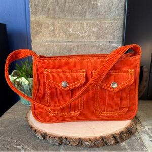 Orange Corduroy Women's Shoulder Bag